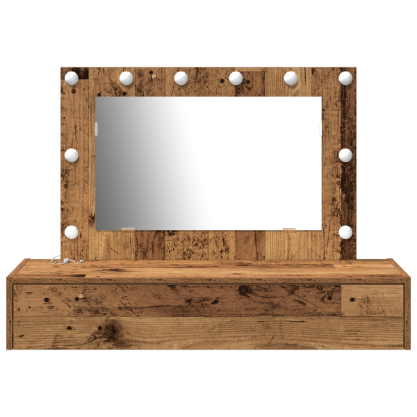 mesa de tocador colgante  con luces LED en madera antigua M 5