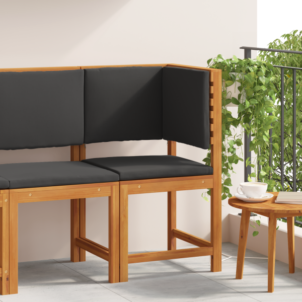 Silla de Jardín Esquinera  con Cojines de Madera Sólida de Acacia D