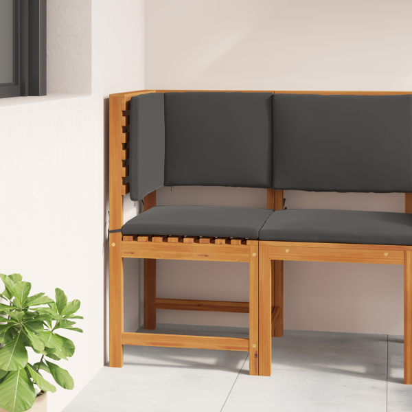 Silla de Jardín Esquinera  con Cojines de Madera Sólida de Acacia M 3
