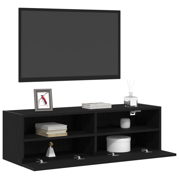 Gabinetes de Pared para TV 2 pcs Negro Roble 100x30x30 cm Madera Elaborada M 3