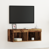 Mueble de pared para TV  con luces LED de madera envejecida 80x30x30 cm 1