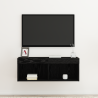 Mueble de TV de pared con luces LED Roble negro 80x30x30 cm 5