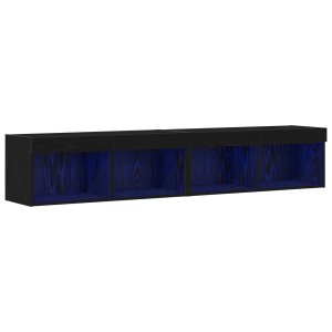 Muebles para TV  con luces LED 2 pcs Roble Negro 80x30x30 cm H
