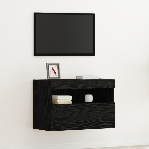 Mueble para TV  con luces LED Negro Roble 60x30x40 cm D
