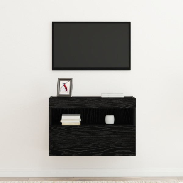 Cabinet de TV  com Luzes LED Carvalho Preto 60x30x40 cm M 5