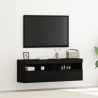 Gabinetes de pared para TV  con luces LED 2 pcs Roble Negro 60x30x40 cm 1