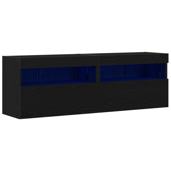 Armários de TV  com luzes LED 2 pcs Carvalho Preto 60x30x40 cm M 2