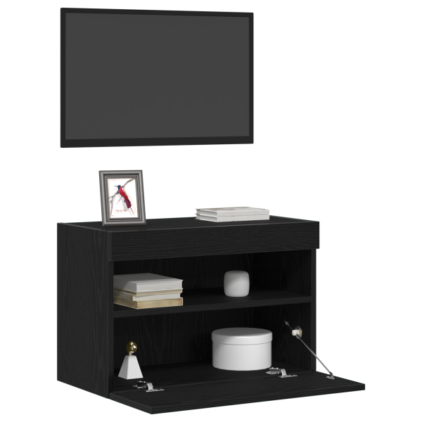 Armários de TV  com luzes LED 2 pcs Carvalho Preto 60x30x40 cm M 3