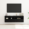 Gabinetes de pared para TV  con luces LED 2 pcs Roble Negro 60x30x40 cm 5