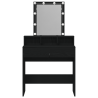 Mesa de Tocador con Espejo y Luces LED de Madera de Roble Negro 4