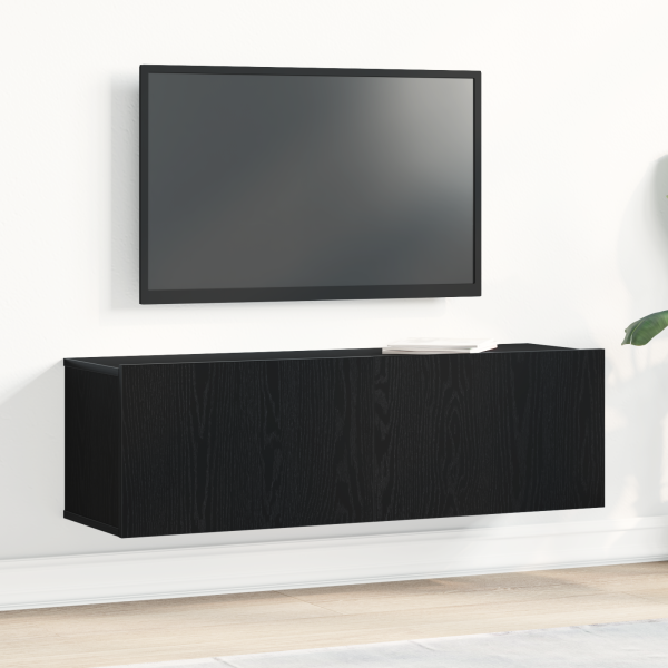 Mueble de TV Montado en la Pared de Roble Negro  100x30x30 cm Hecho de Madera Ingenierizada D