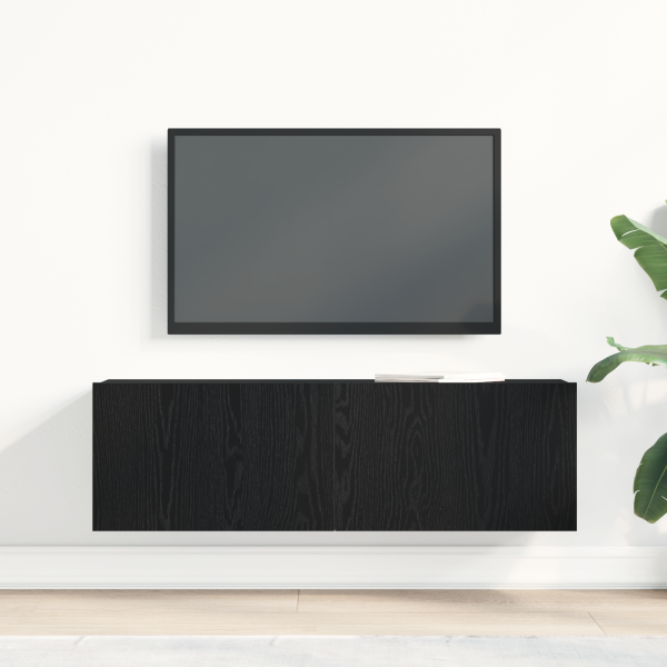 Mueble de TV Montado en la Pared de Roble Negro  100x30x30 cm Hecho de Madera Ingenierizada M 4