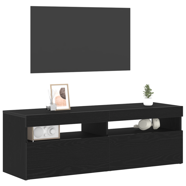 Mueble de TV  con LED Negro Roble 120x35x40 cm Madera elaborada M 3