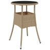 Conjunto de Muebles de Comedor Conjunto de 3 Beige Mimbre. Vidrio 5