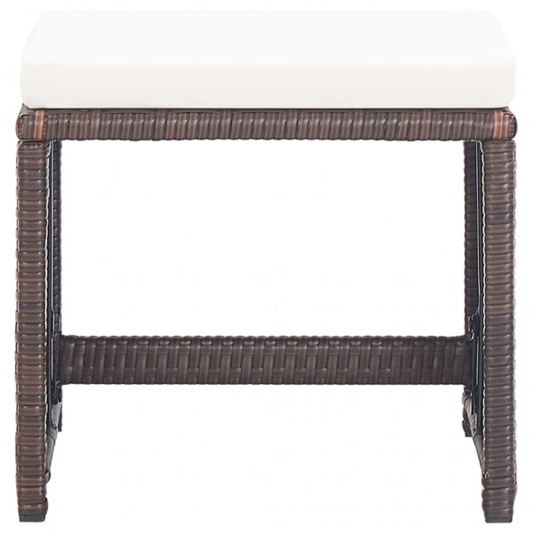 Taburetes de jardín 2 uds con cojines ratán sintético marrón M 3