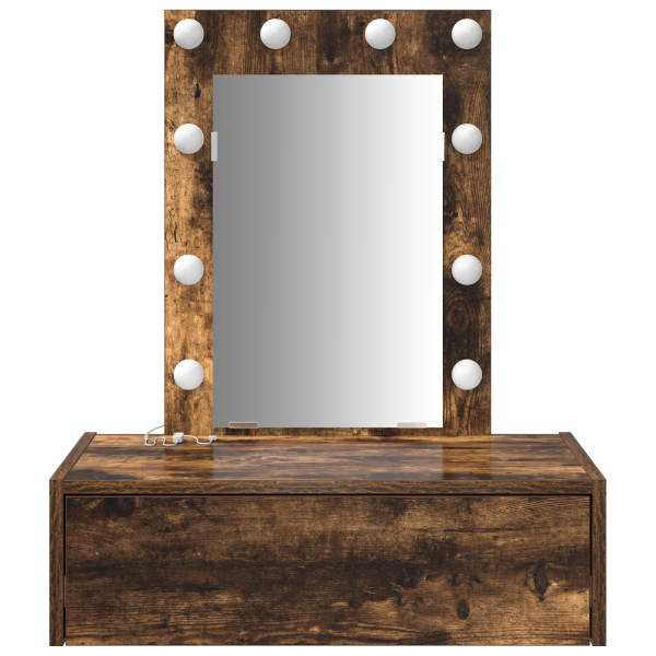 Mesa de tocador colgante  con luces LED en roble ahumado M 5