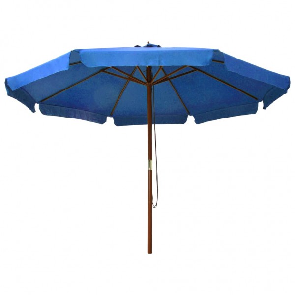 Guarda-sol de exterior com poste em madeira 330 cm azul-ciano M 3