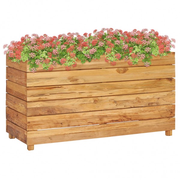 Jardinera madera maciza de teca y acero 100x40x55 cm D