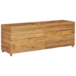 Jardinera madera maciza de teca y acero 150x40x55 cm H