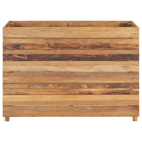 Jardinera madera maciza de teca y acero 100x40x72 cm M 3