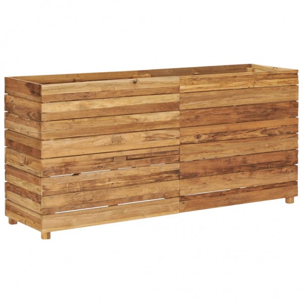Jardinera madera maciza de teca y acero 150x40x72 cm M 2