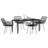 Conjunto de Comedor de Jardín de 5 Piezas  Negro Polirratán 3