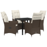 Conjunto de Jantar de Jardim com 5 Peças e Almofadas em Rattan Sintético Marrom 2