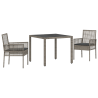 Conjunto de Comedor de Jardín de 3 Piezas con Cojines Gris de Poliratán 2