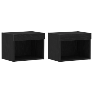 armários de parede  com luzes LED 2 pcs carvalho preto 40x30x30 cm H