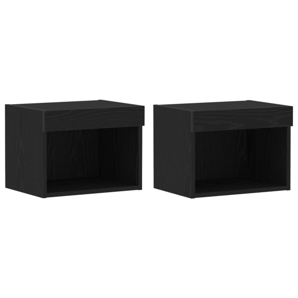 Gabinetes de pared  con luces LED 2 pcs Roble Negro 40x30x30 cm M 2