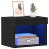 Gabinetes de pared  con luces LED 2 pcs Roble Negro 40x30x30 cm 3