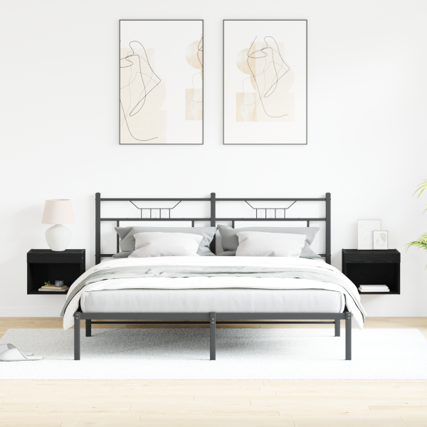 Gabinetes de pared  con luces LED 2 pcs Roble Negro 40x30x30 cm M 5