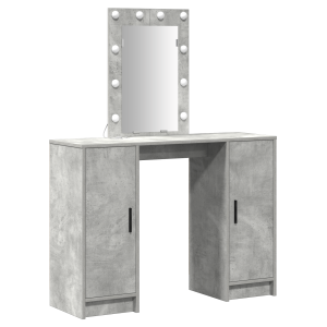 Mesa de Tocador con Luces LED Gris Concreto 102x33x135 cm H