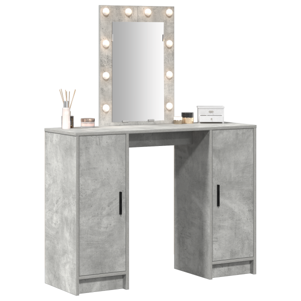 Mesa de Tocador con Luces LED Gris Concreto 102x33x135 cm M 3
