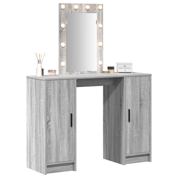 Mesa de tocador  con luces LED gris Sonoma 102x33x135 cm M 3