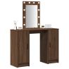 Mesa de Maquiagem  com Luzes LED Castanho Carvalho 102x33x135 cm 3