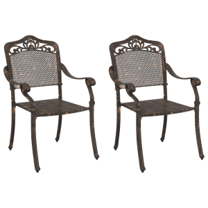 cadeiras de jardim  2 pcs em alumínio fundido bronze H