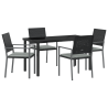 Juego de 3 Negro Rattan PE 54x62.5x89 cm Duradero 2
