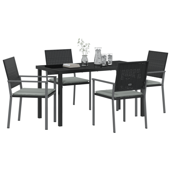 Juego de 3 Negro Rattan PE 54x62.5x89 cm Duradero M 3