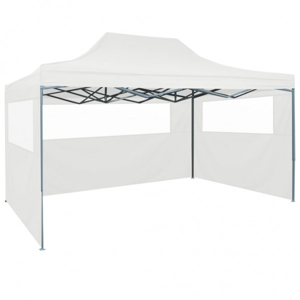 Carpa plegable para celebraciones con 3 paredes blanco 3x4.5 m D