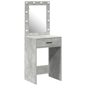 Mesa de Maquilhagem com Luzes LED em Cinza Concreto. 50x41x135 cm H