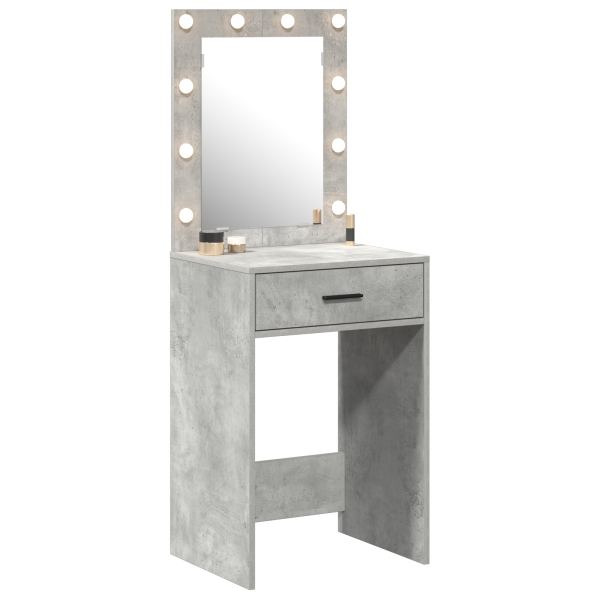 Mesa de maquillaje  con luces LED en gris concreto. 50x41x135 cm M 3