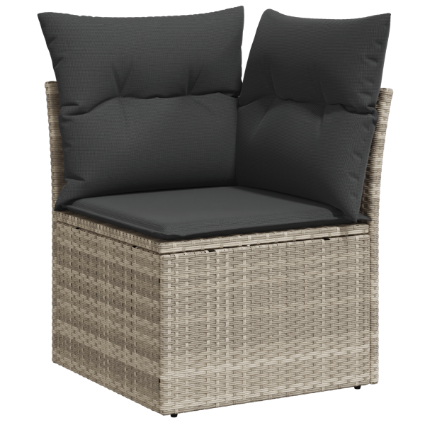 Conjunto de Sofá de Jardim de 8 Peças com Almofadas Cinza Claro Rattan Poly M 5