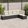 Conjunto de Sofá de Jardim com 5 Peças com Almofadas Preto Rattan Poly Acácia 1