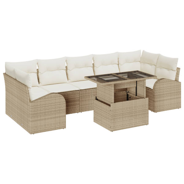 Conjunto de Sofás de Jardim com Almofadas Beige de Rattan M 2