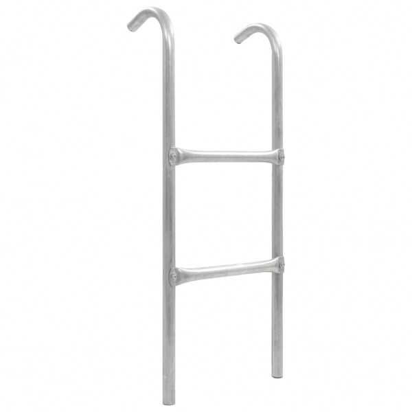 Escalera de cama elástica de 2 peldaños acero plateado 72 cm D