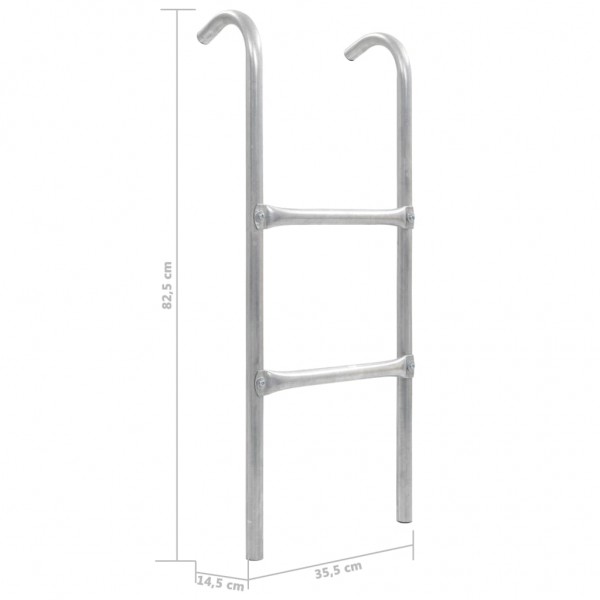 Escalera de cama elástica de 2 peldaños acero plateado 72 cm M 5