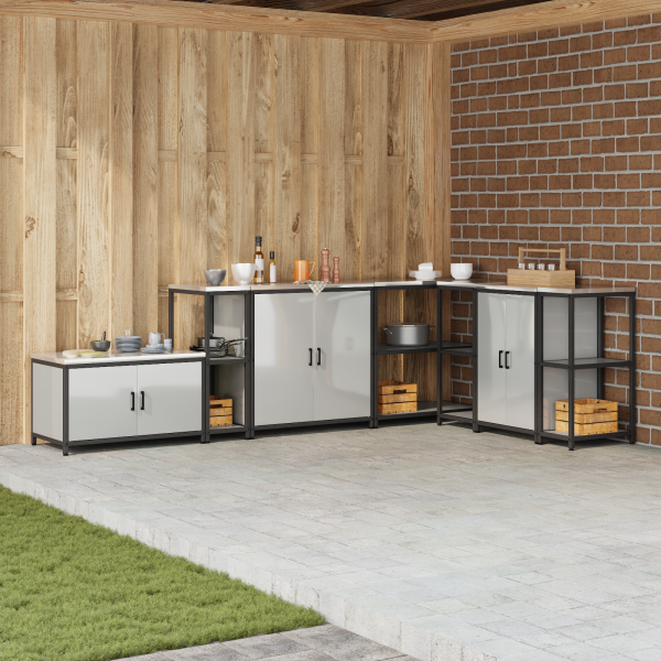 Estante de almacenamiento de cocina Plateado 60 x 50 x 92 cm D