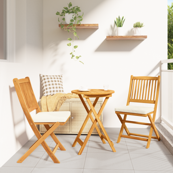 Set de Bistro de Jardín de 3 Piezas  en Madera Sólida de Acacia D