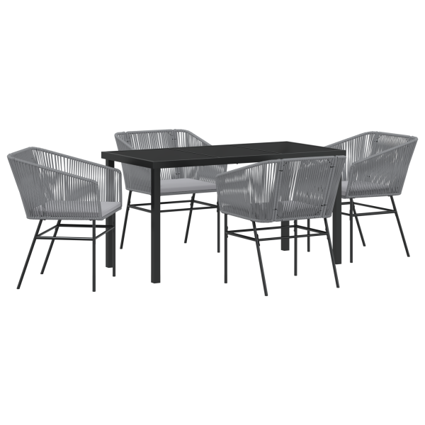 Set de Comedor de Jardín de 5 Piezas con Cojines Gris Poliratán M 2
